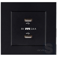 Розетка USB-A + USB-A 5V-2.4A Arvia Electric KAREN Чорний (20 07 2000 302)
